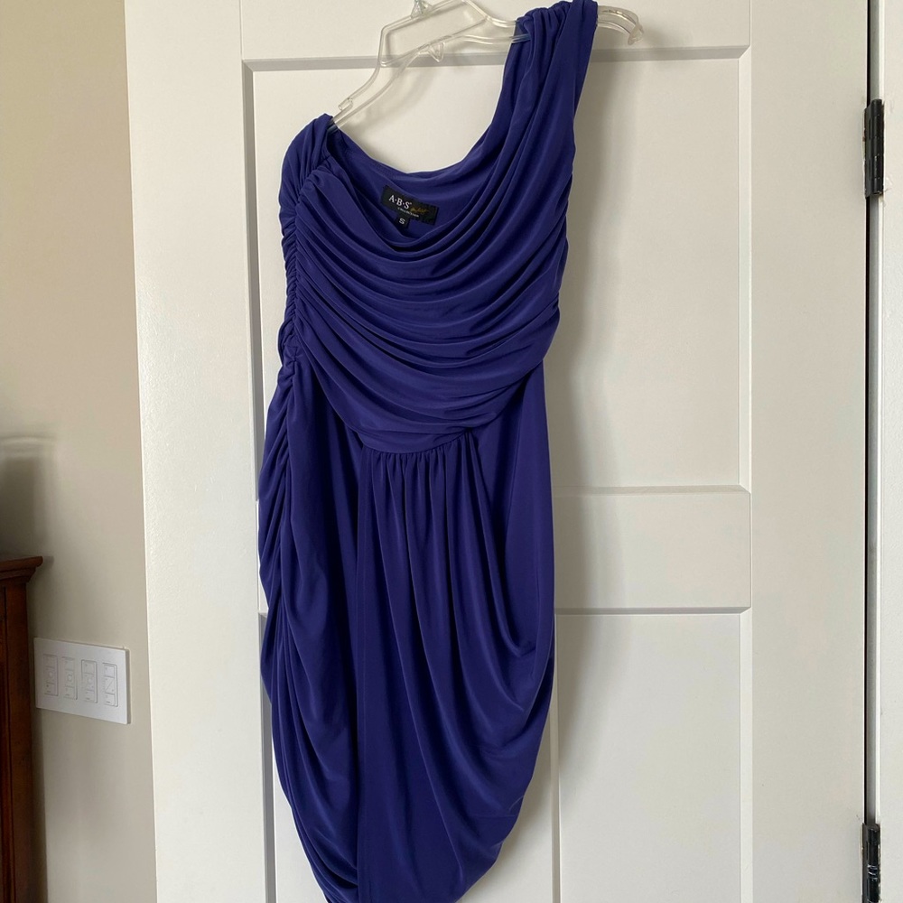 ABS Purple One-Shoulder Bandeau Dress (Sz. Small)